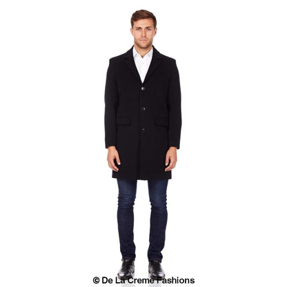 De La Creme MAN - Men's Single Breasted Wool Mix Overcoat Rose Eleusis