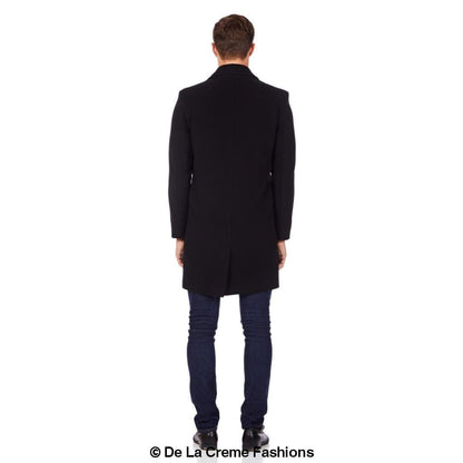 De La Creme MAN - Men's Single Breasted Wool Mix Overcoat Rose Eleusis