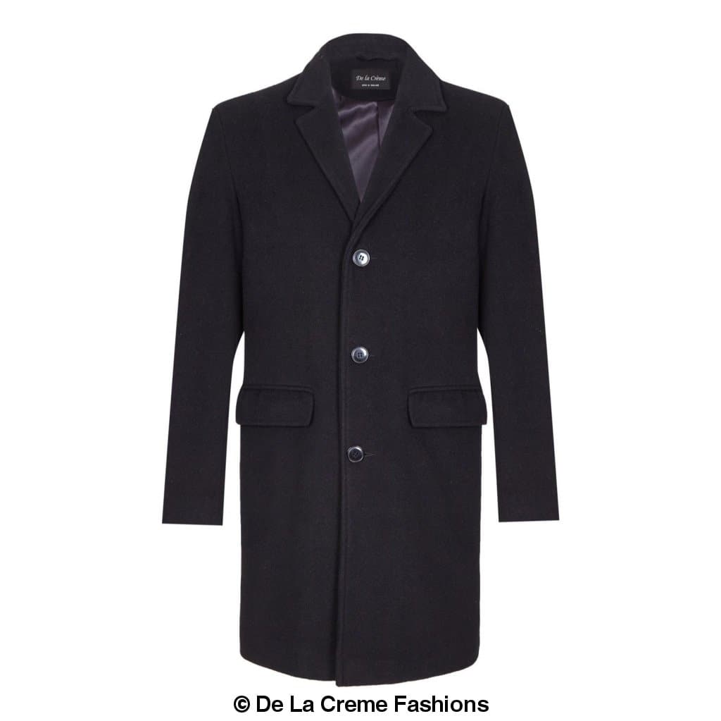 De La Creme MAN - Men's Single Breasted Wool Mix Overcoat Rose Eleusis