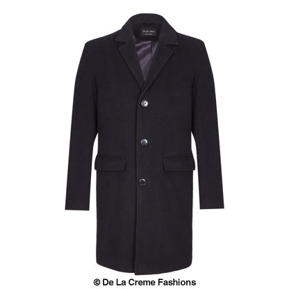 De La Creme MAN - Men's Single Breasted Wool Mix Overcoat Rose Eleusis