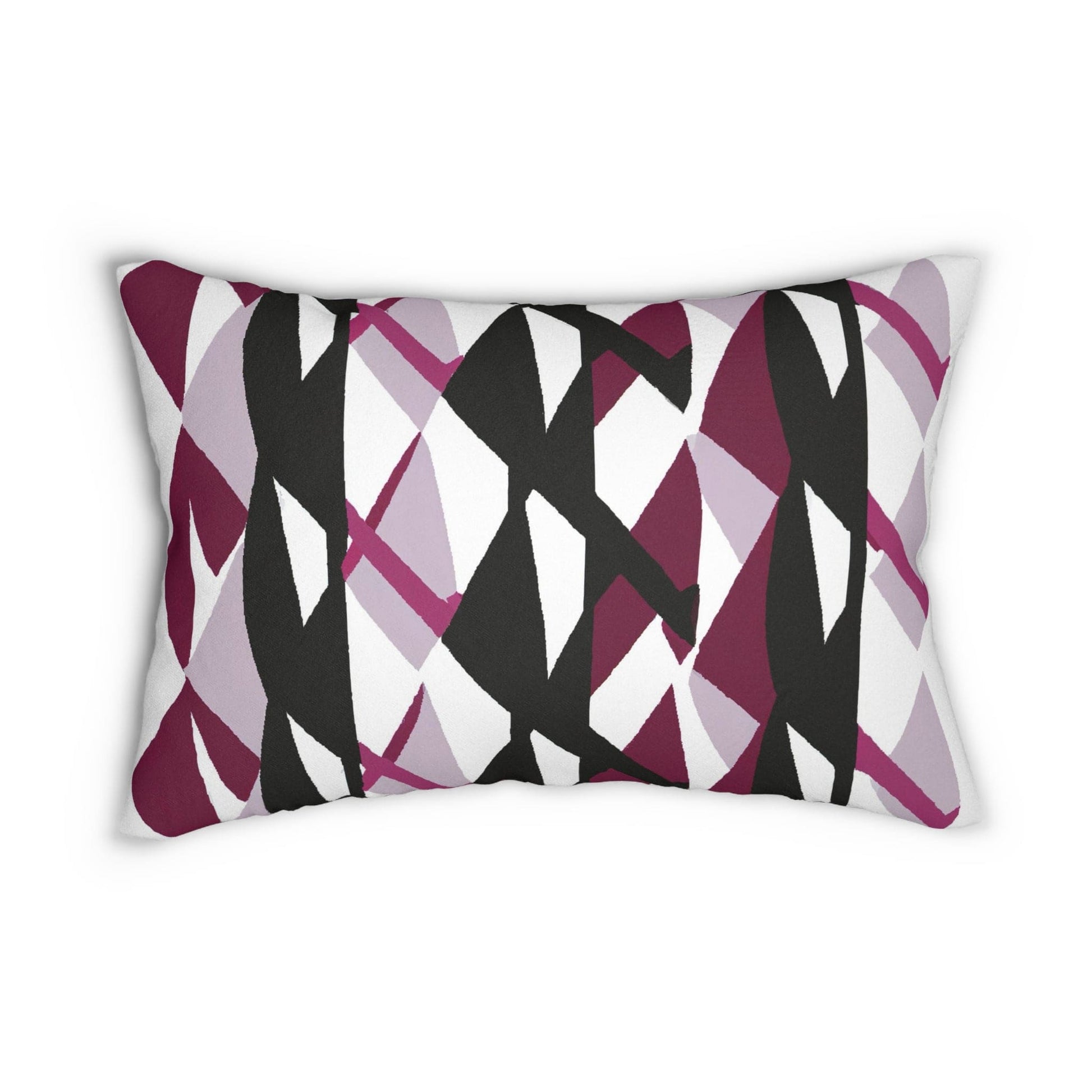 Decorative Lumbar Throw Pillow - Mauve Pink and Black Geometric Grey Coco