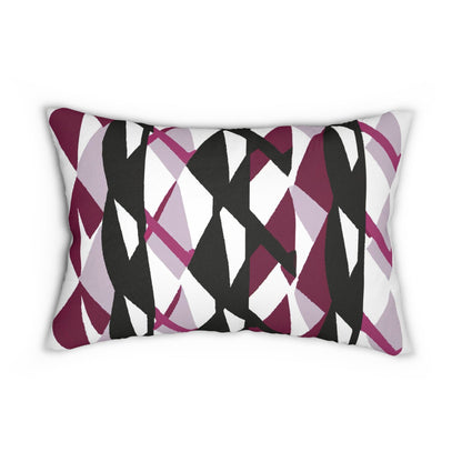 Decorative Lumbar Throw Pillow - Mauve Pink and Black Geometric Grey Coco