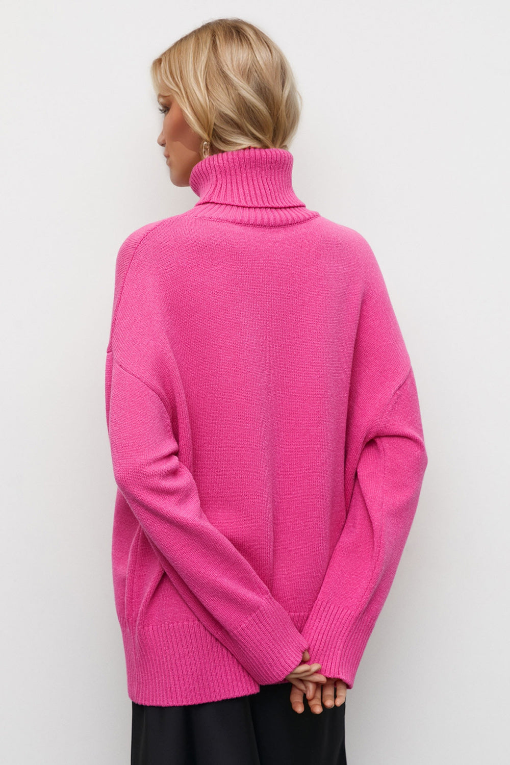 Basic Bae Turtleneck Dropped Shoulder Long Sleeve Sweater Trendsi