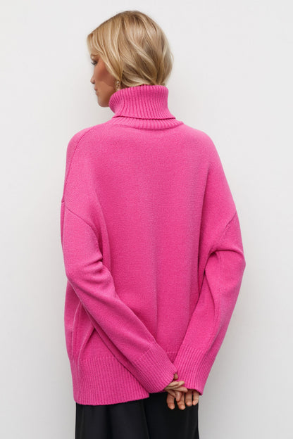 Basic Bae Turtleneck Dropped Shoulder Long Sleeve Sweater Trendsi