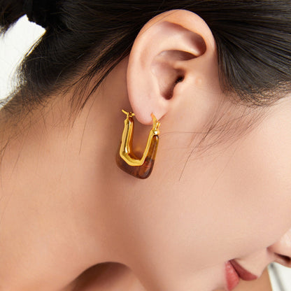 Shape Earrings Resin Copper