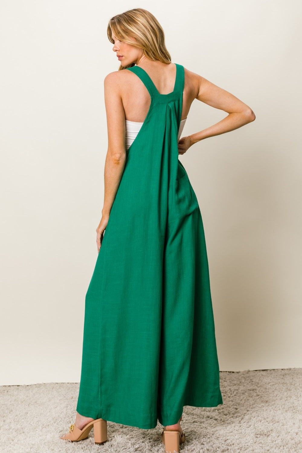 BiBi Texture Sleeveless Wide Leg Jumpsuit Trendsi