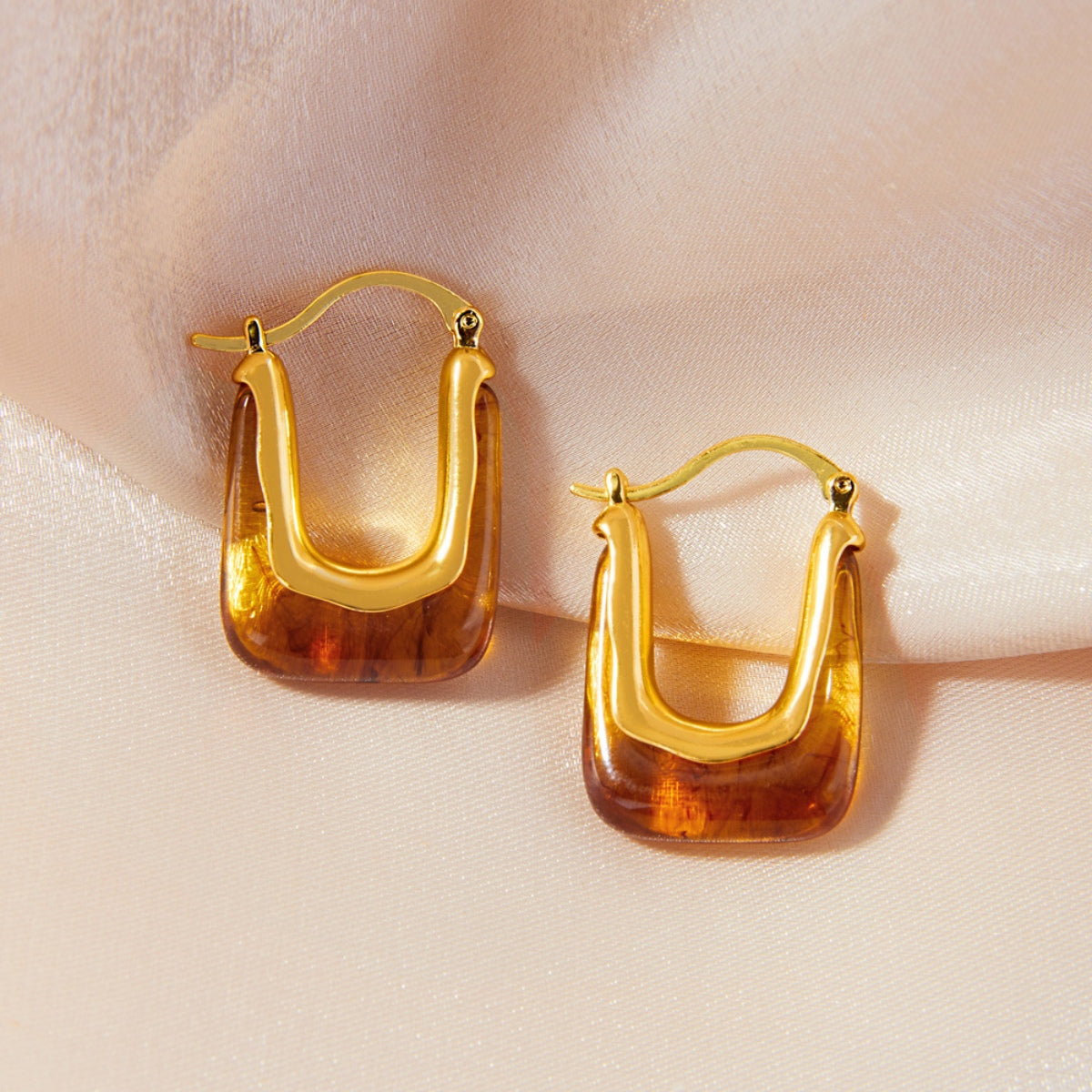 Shape Earrings Resin Copper