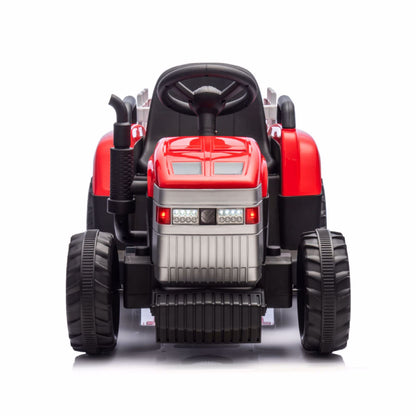 Red, 12V7AH Battery-Powered Toy Tractor with Trailer, Remote Control, Kids' Electric Excavator Vehicles with 2x35W Dual Motor, Treaded Tires, LED Lights, USB, Music, - Gifts for Boy, Girl 6cc08b-1a