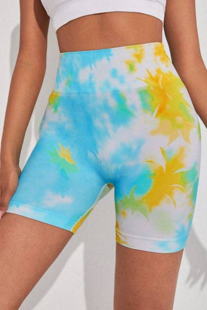 Tie-Dye Wide Waistband Sports Shorts Trendsi