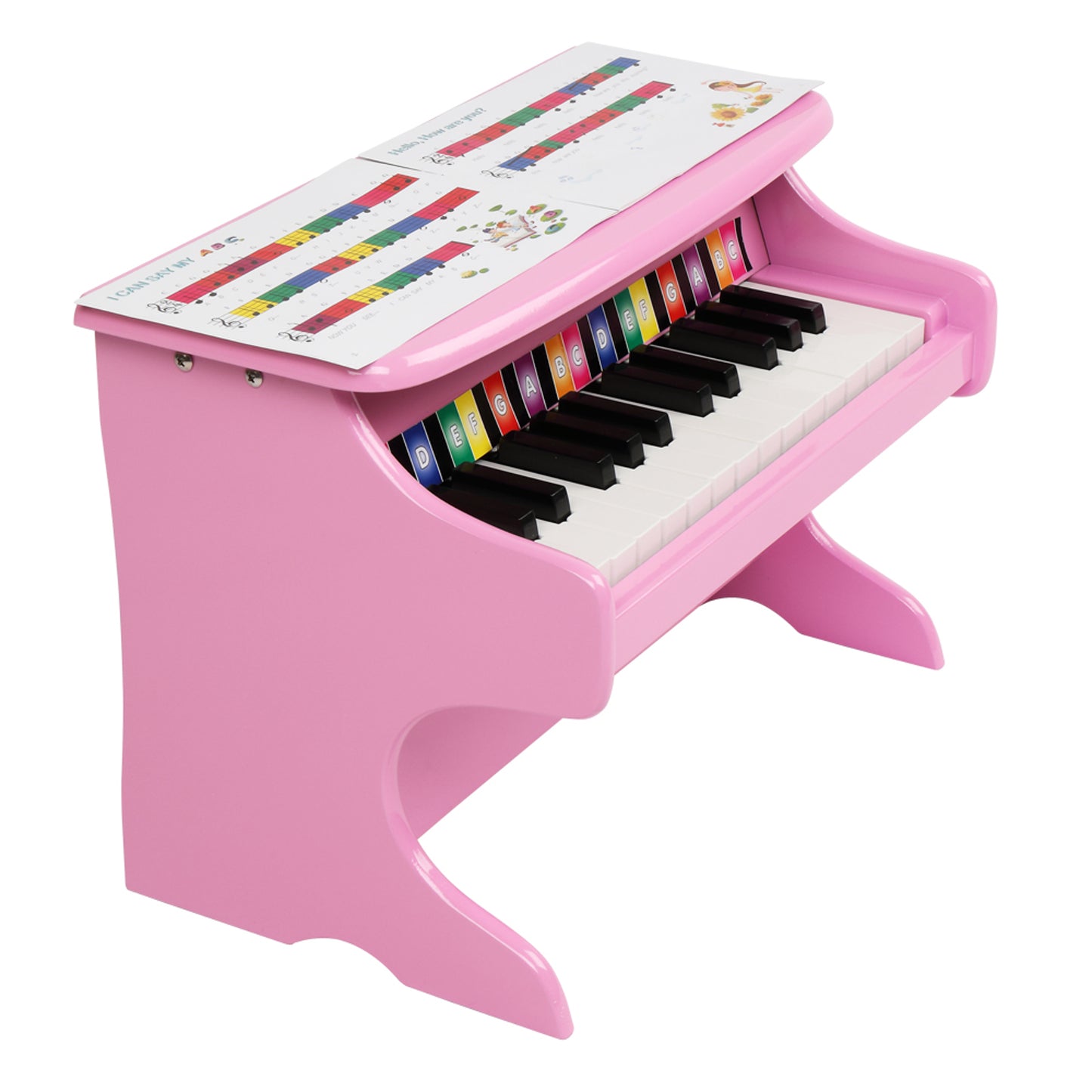 Wooden Toys: 25-key Children's Wooden Piano / Vertical (without Chair) Mechanical Sound Quality Pink 6cc08b-1a