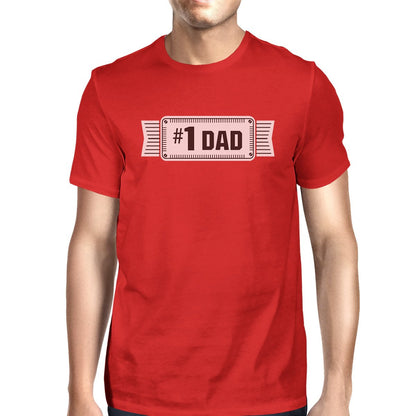 #1 Dad Mens Red Crew Neck Cotton Shirt Perfect Dad Birthday Gifts Teal Tiger