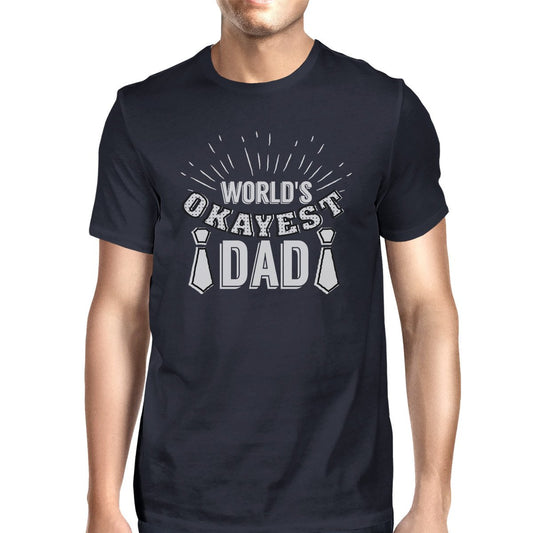 Worlds Okayest Dad Mens Navy T-Shirt Unique Dad Teal Tiger