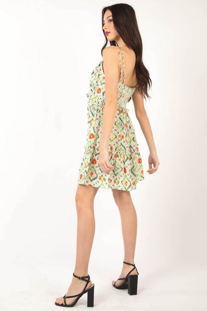 VERY J Floral Back Smocked Ruffled Mini Dress Trendsi