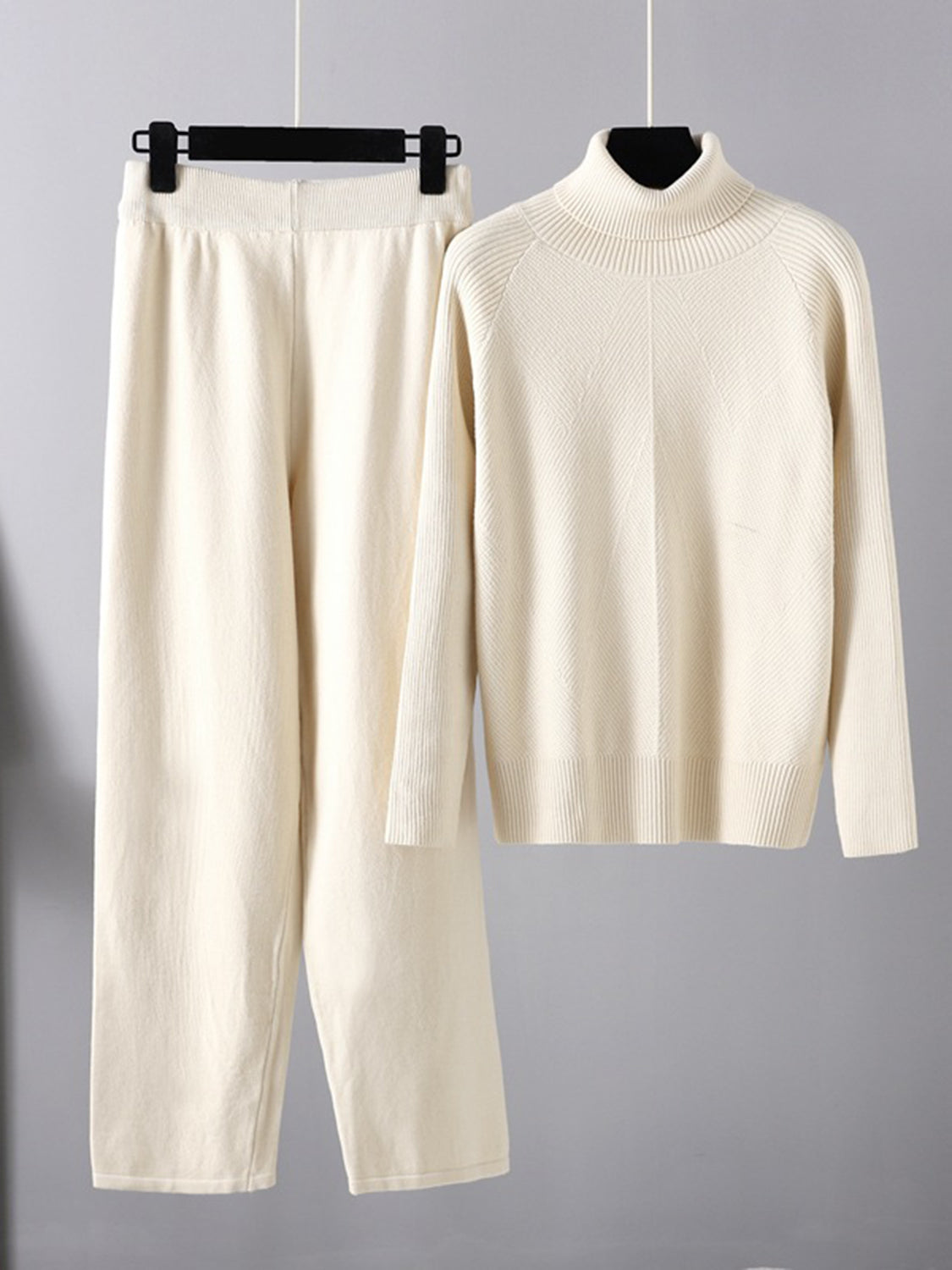 Basic Bae Turtleneck Raglan Sleeve Top and Pants Sweater Set Trendsi