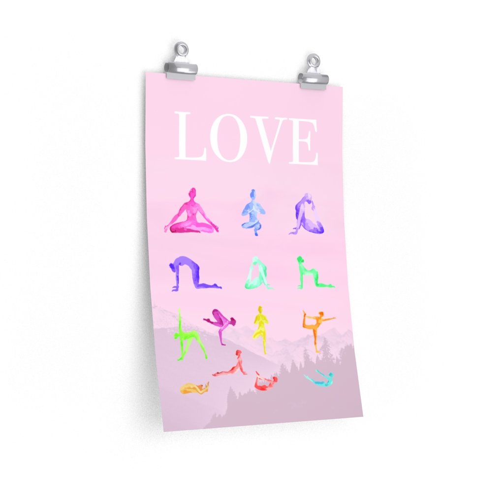 Love Yoga 14 Poses Premium Matte Poster Yellow Pandora