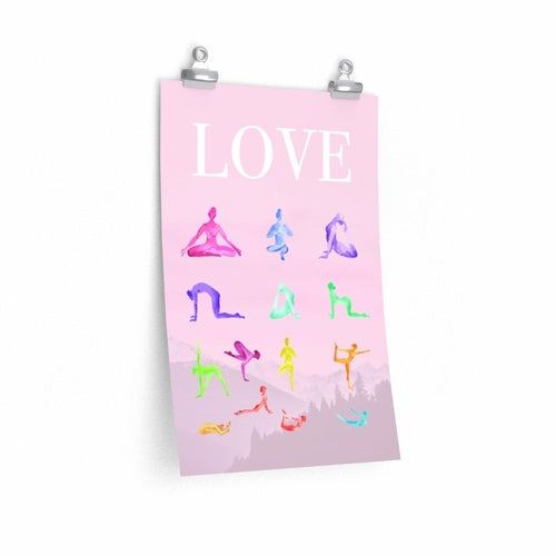 Love Yoga 14 Poses Premium Matte Poster Yellow Pandora