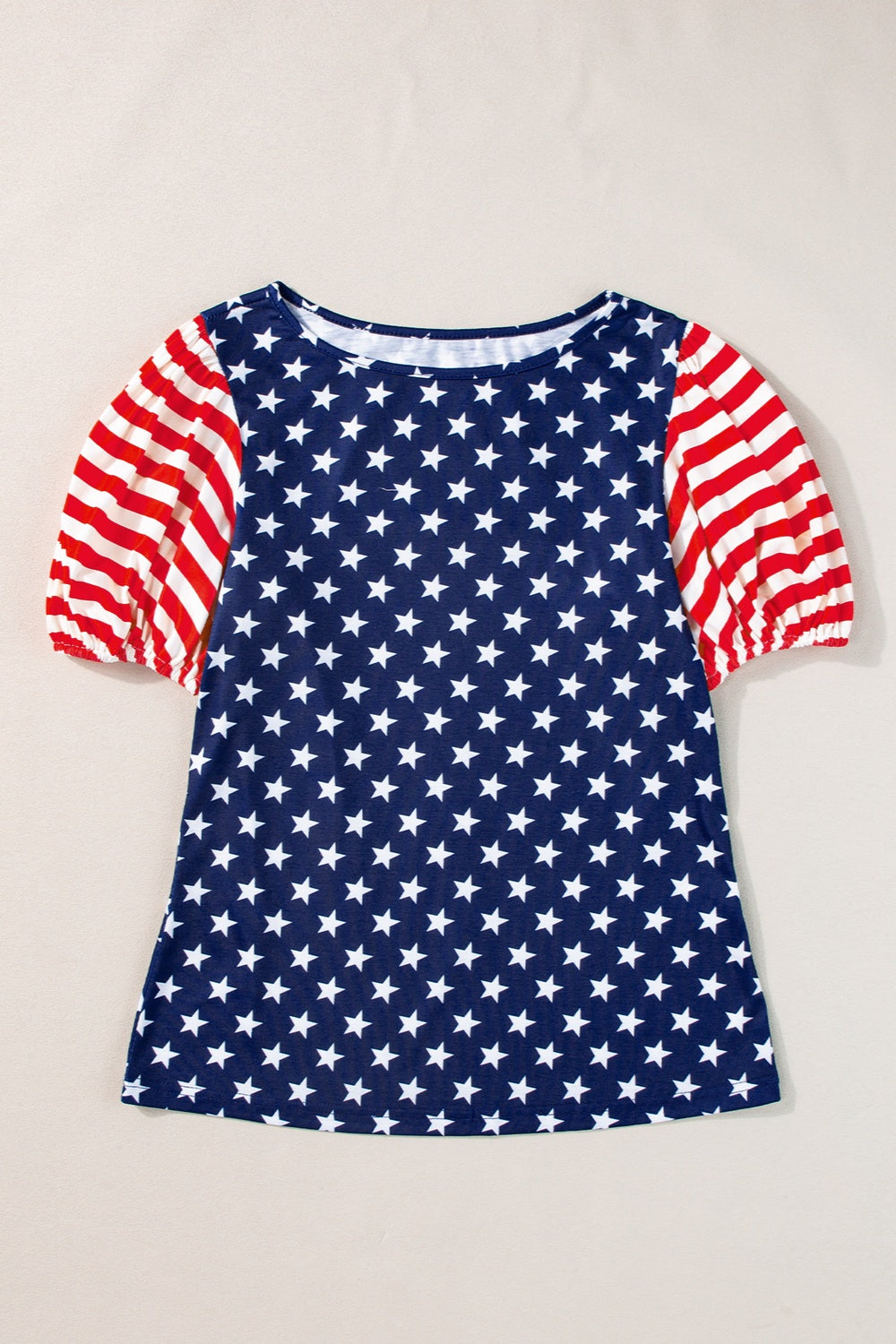 Stars and Stripes Round Neck Short Sleeve Top Trendsi