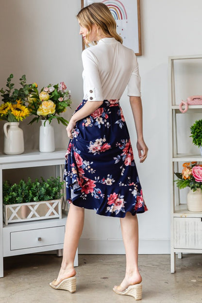 Reborn J Floral Wrap Ruffled Skirt Trendsi