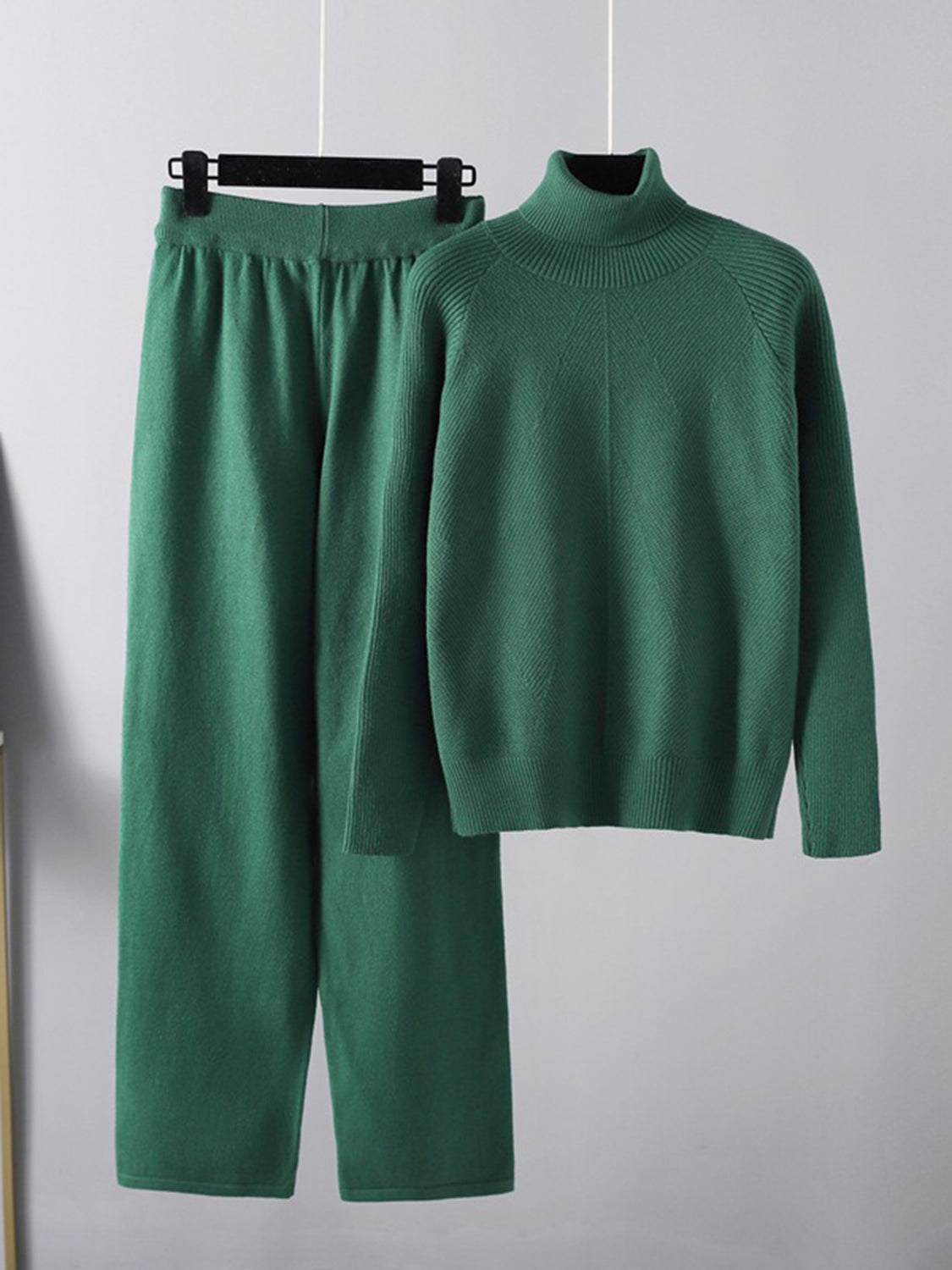 Basic Bae Turtleneck Raglan Sleeve Top and Pants Sweater Set Trendsi