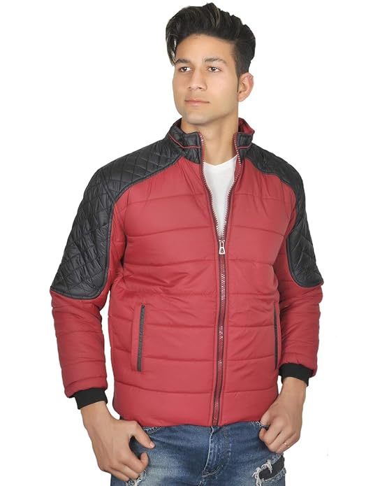 Men's Puffed Jacket for Winters (Size-XL) (Color-RED&BLACK) Lemon Huckleberry