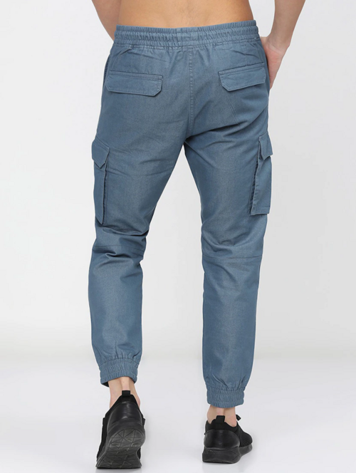 Men Mid Rise Solid Cargos(size38)(ColorBlue) Periwinkle Uranus