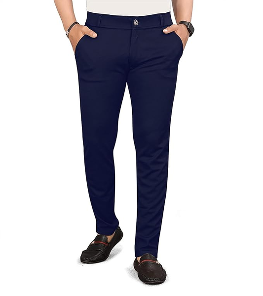 Men's Lycra Blend Trouser Pants (Size-32) (Color-NAVY BLUE) Coffee Semele