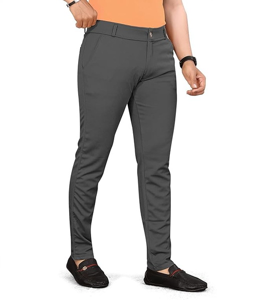 Men's Lycra Blend Trouser Pants (Size-34) (Color-DARK GREY) Coffee Semele