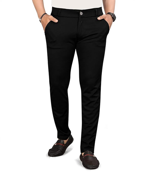 Men's Lycra Blend Trouser Pants (Size-34) (Color-BLACK) Coffee Semele