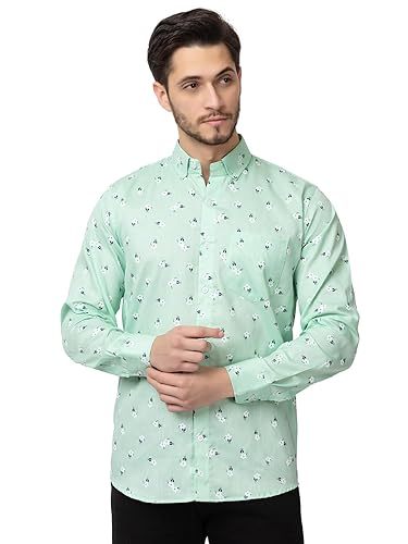 Men's Cotton Premium Printed Shirt for men  (Size-L) (Color-SEA GREEN) Crimson Windroot