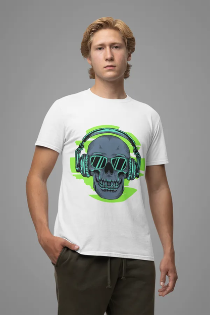 White Skull Round Neck Graphic Printed Regular Fit Cotton T-Shirt Blush Nemesis