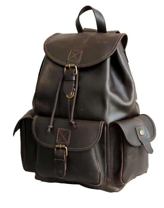 Brown Leather Backpack Vintage Rucksack Blush Amphitryon