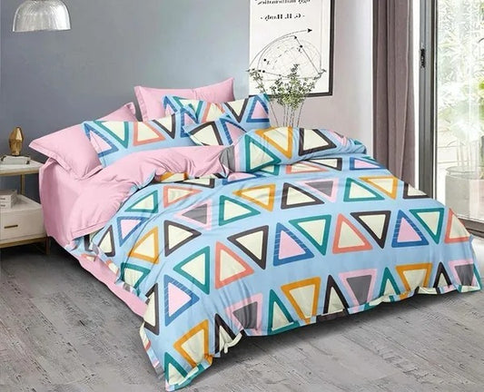 SOFT GLACE COTTON MICROFIBER PRINTED DOUBLE BEDSHEET WITH 2 PILLOW Peach Eunostus