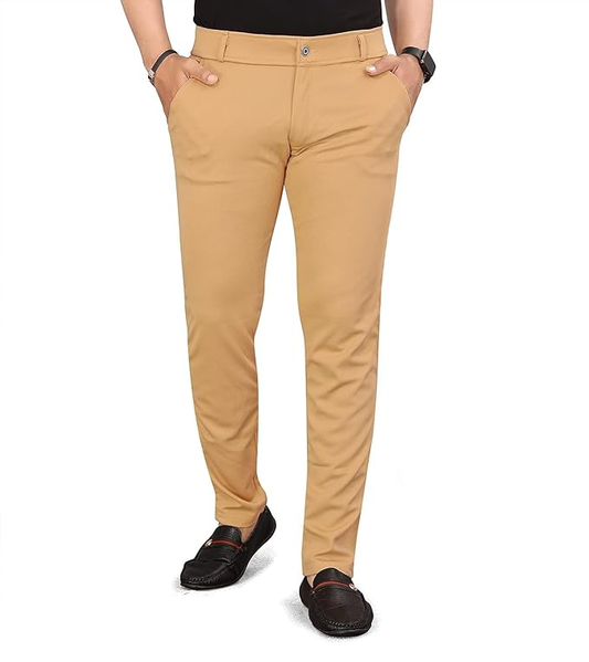 Men's Lycra Blend Trouser Pants (Size-28) (Color-KHAKI) Coffee Semele