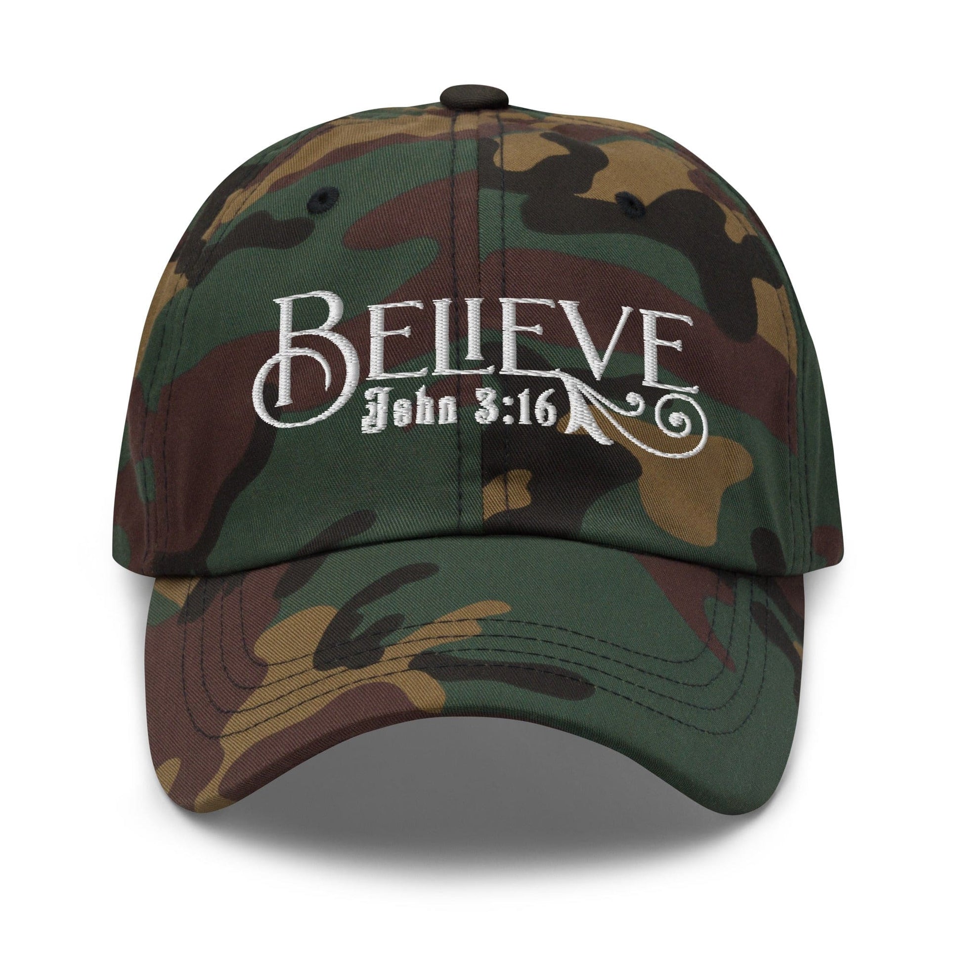 Embroidered Baseball Dad Cap, Believe - John 3:16 Grey Coco