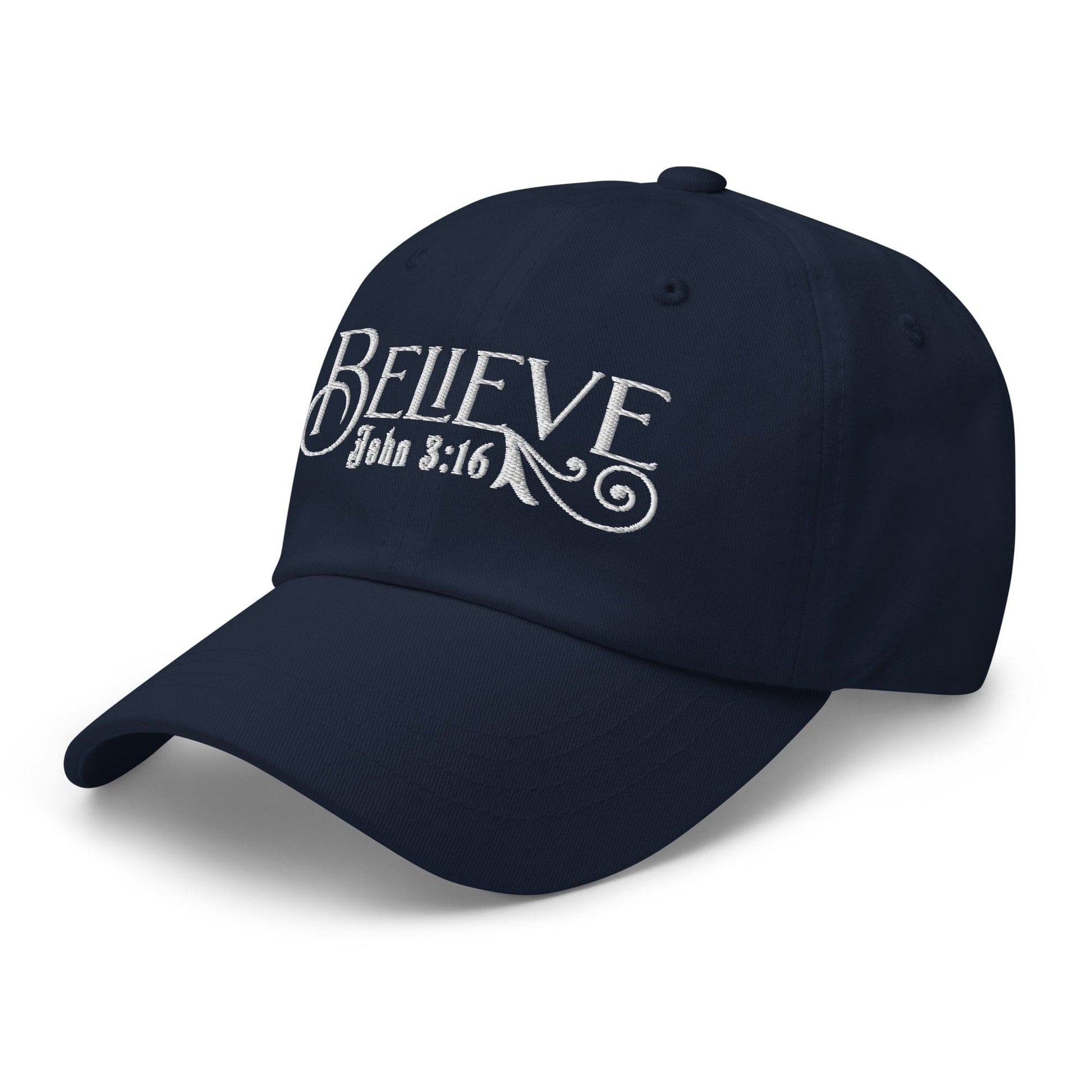 Embroidered Baseball Dad Cap, Believe - John 3:16 Grey Coco