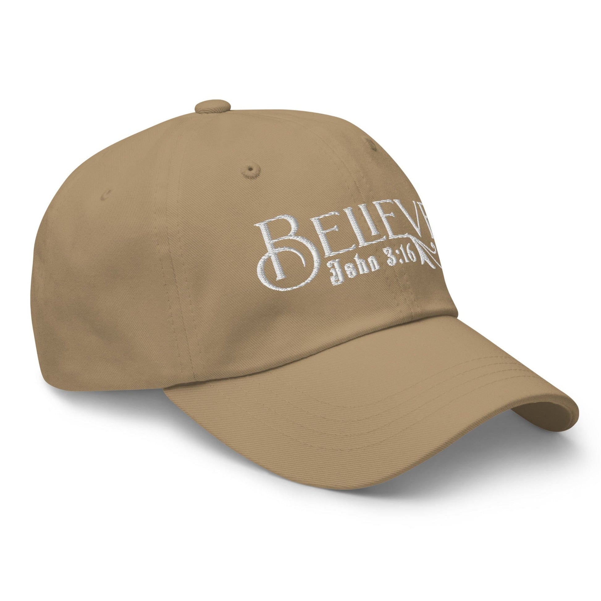 Embroidered Baseball Dad Cap, Believe - John 3:16 Grey Coco