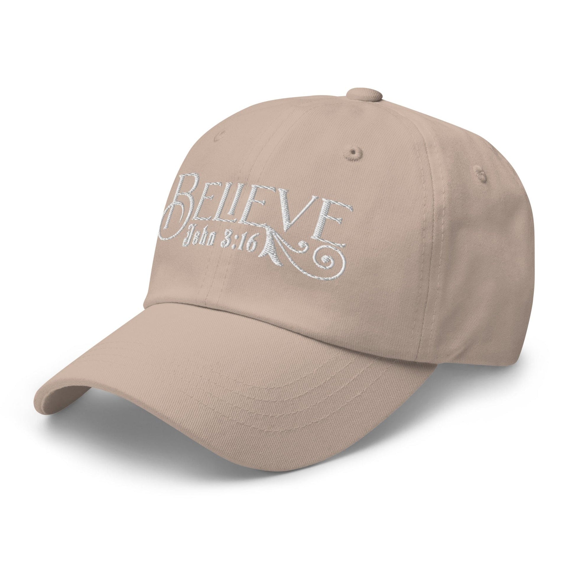 Embroidered Baseball Dad Cap, Believe - John 3:16 Grey Coco