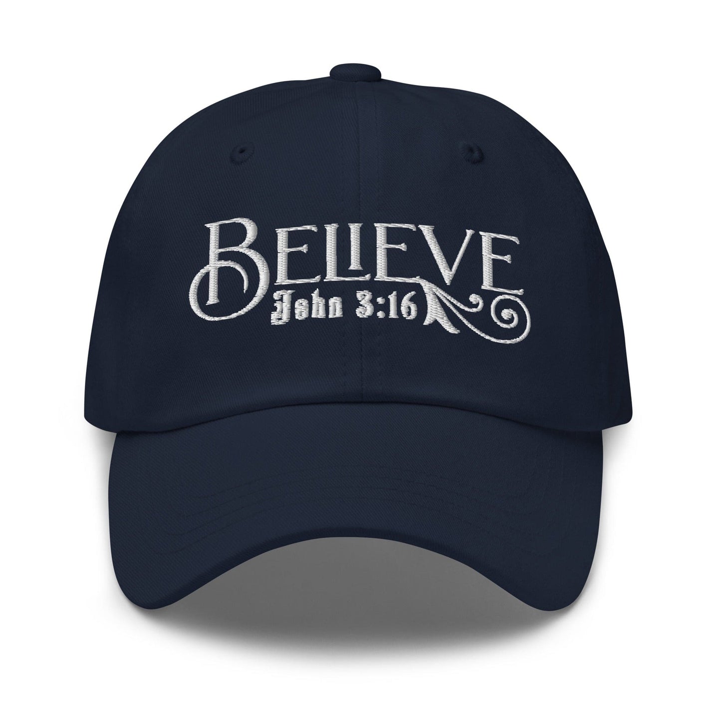 Embroidered Baseball Dad Cap, Believe - John 3:16 Grey Coco