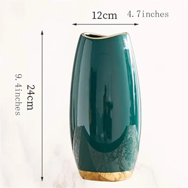 Green Ceramic Vase Copper Pallas