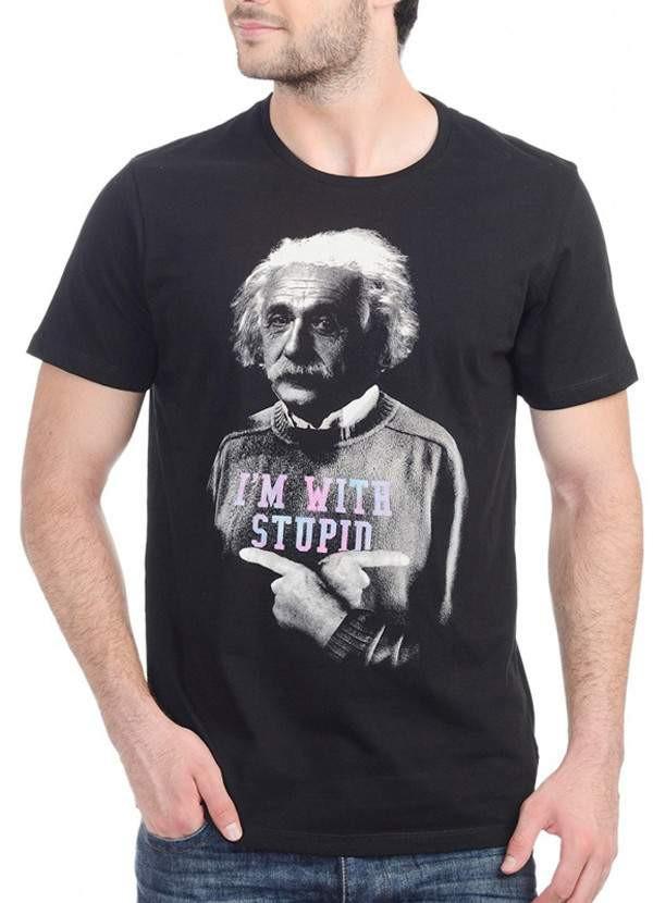 Einstein I'm With Stupid Black Half Sleeve Men Scorpius