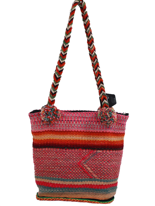 Hand Braided, Pom-Pom Shoulder Bag Kornerupine