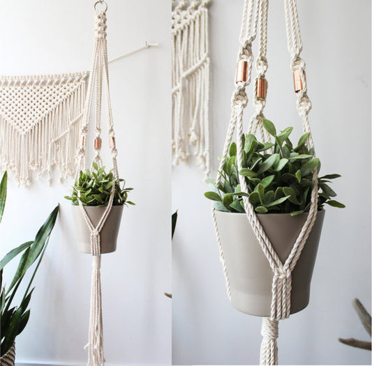 Macrame Plant Hanger, Copper Macrame Silver Simba