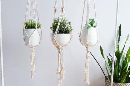 Macrame Plant Hanger, Hanging Planter, Indoor, Silver Simba