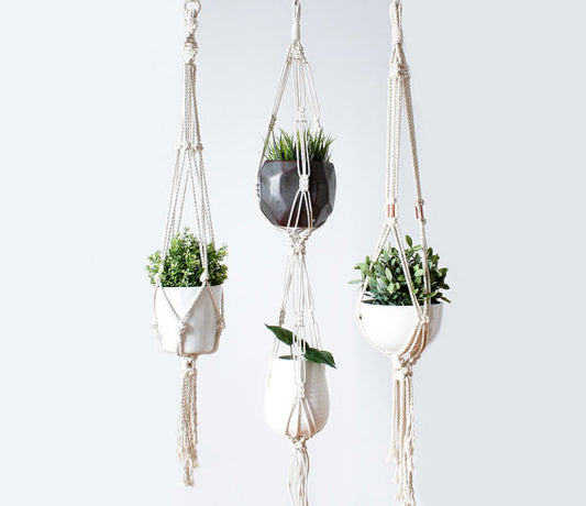 Plant Hanger, Macrame Plant Holder Silver Simba