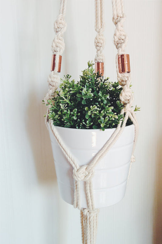 Macrame Plant Hanger, Hanging Planter Silver Simba