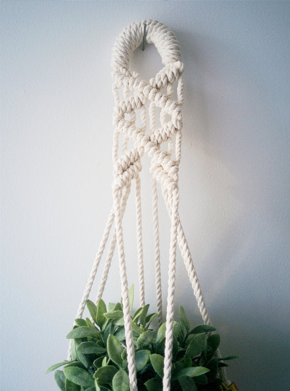 Hanging Planter, Macrame Plant Hanger Silver Simba