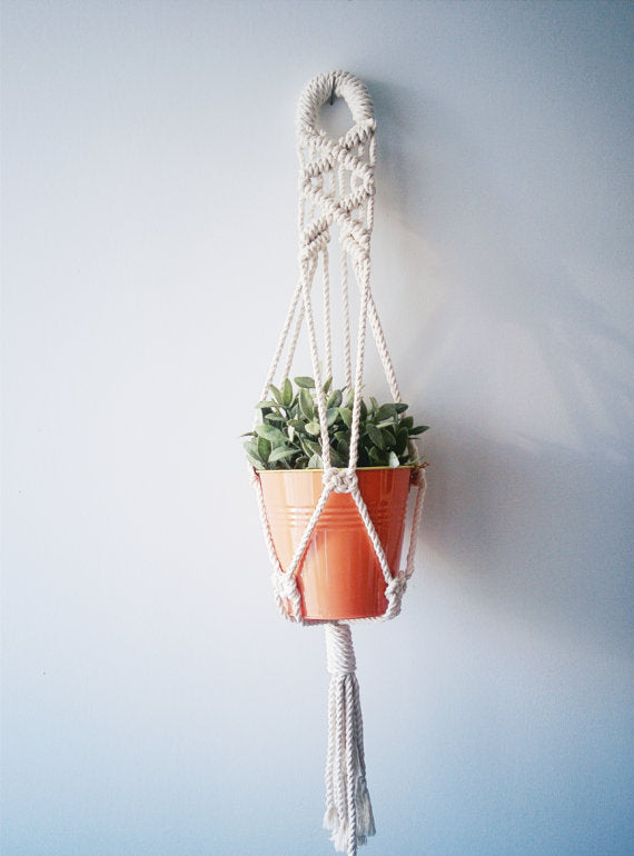 Hanging Planter, Macrame Plant Hanger Silver Simba