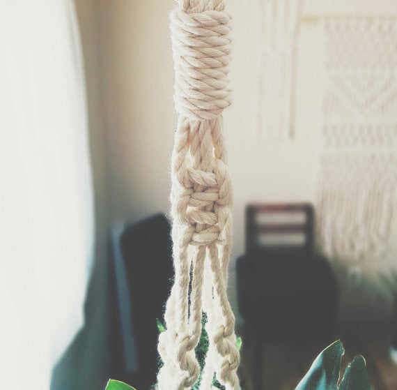 Macrame Plant Hanger, Hanging Planter,  Modern Silver Simba