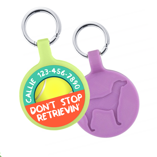 Don’t Stop Retrievin’ Ecoplastic Pet ID Tag- Choose from many colors. Red Bittercress