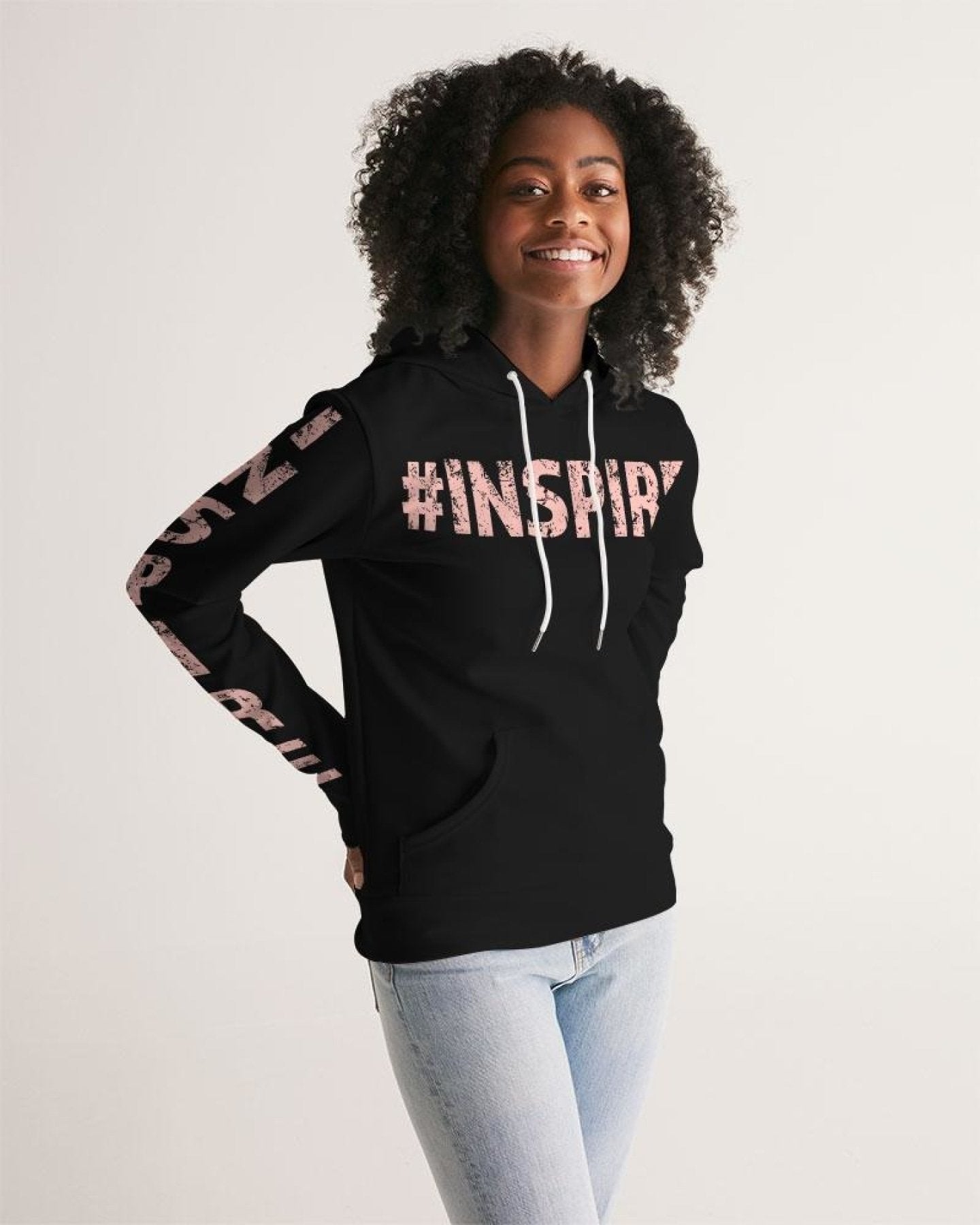 Womens Hoodie - Pullover Hooded Sweatshirt - Pink Graphic / Inspire Grey Coco